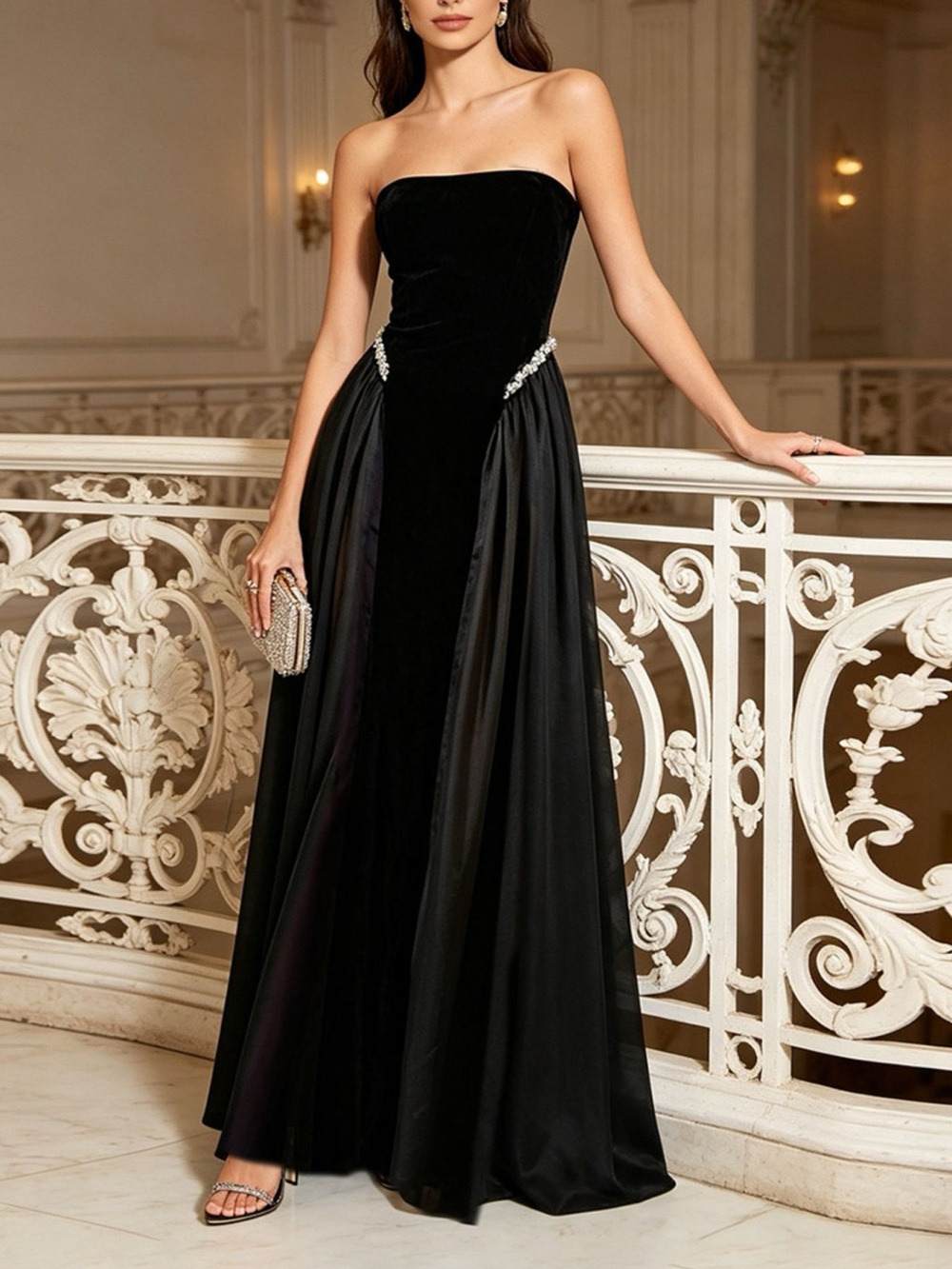 Lace Up Back Tube Maxi Dress